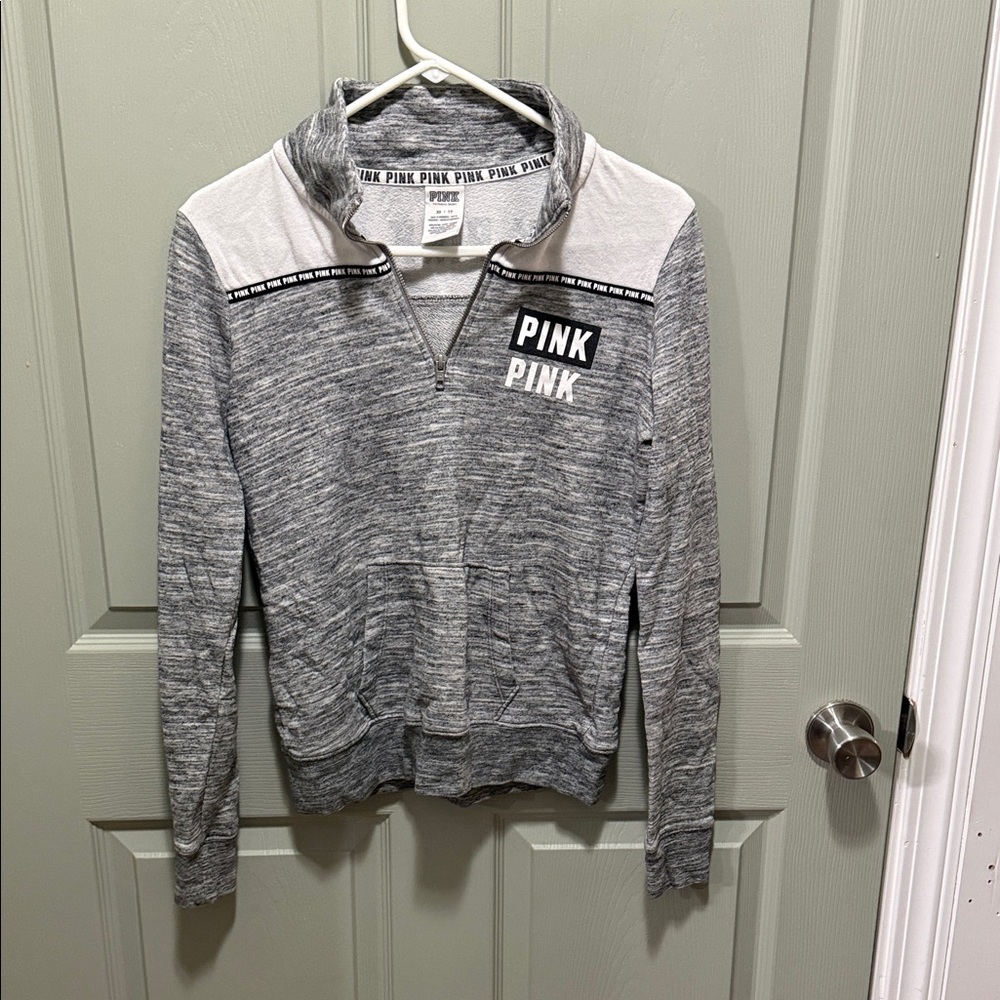 PINK Victoria's Secret Gray and White Cowl Neck Sweater